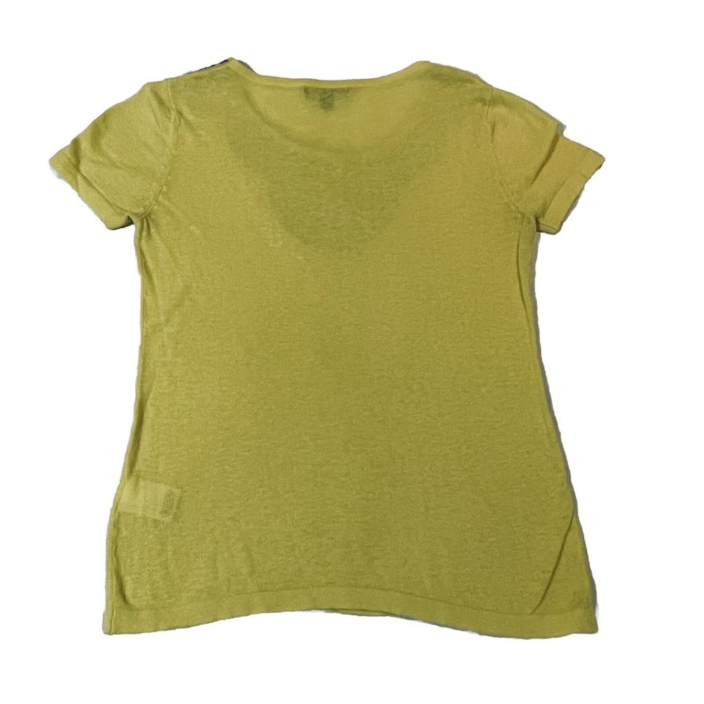 Banana Republic Women Extra Small XS Petite Yellow Linen Blend Beaded Knit - Picture 6 of 6